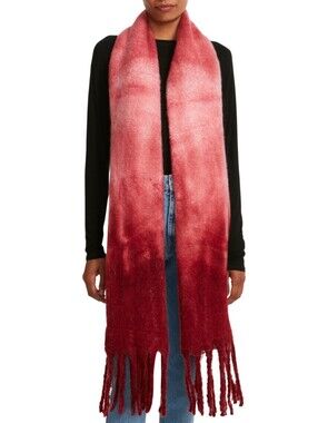 Steve Madden Long Ombre Knit Fringe Scarf - Rose to Burgundy. NWT Gift Fall Wint